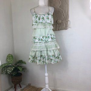 Pastel cotton tiered cottagecore knee length babydoll minidress 2